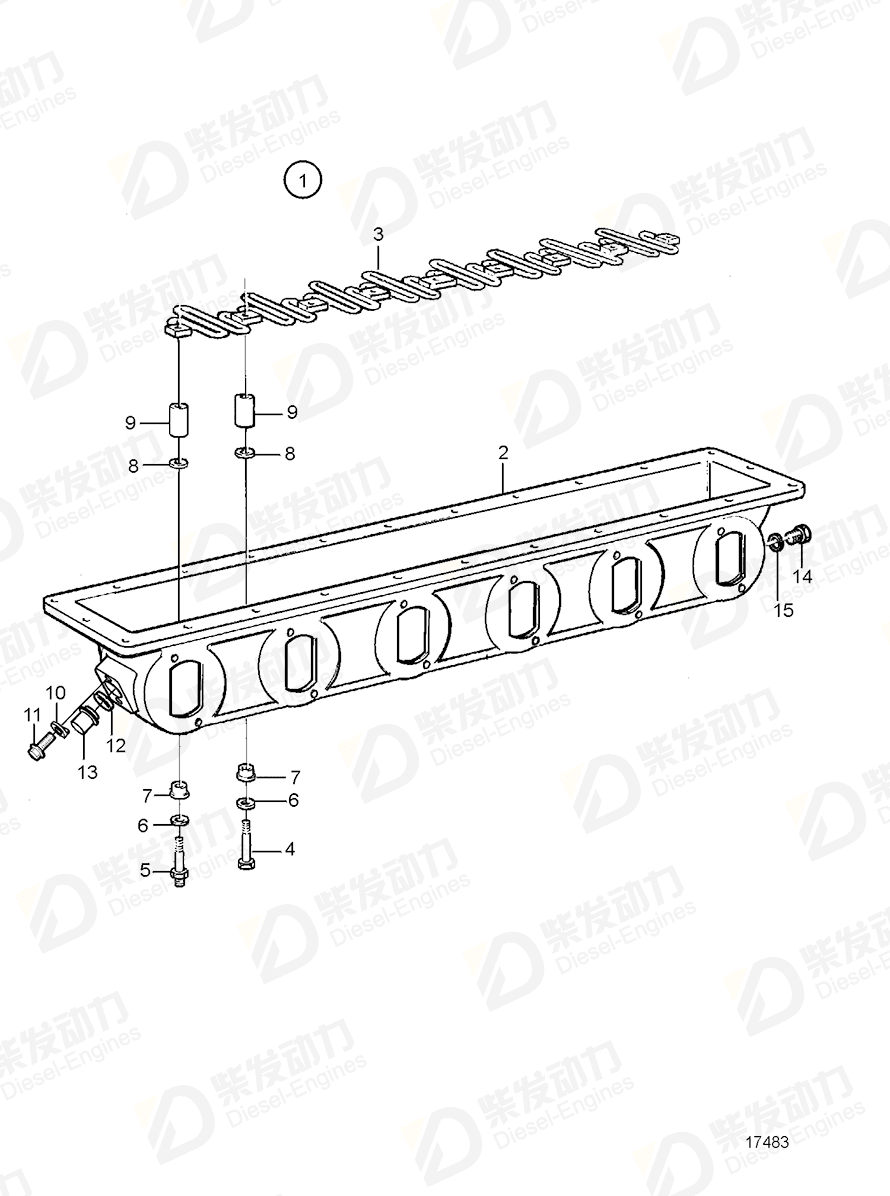volvo penta Inlet pipe 847675 Drawing volvo penta Inlet pipe 847675 Drawing